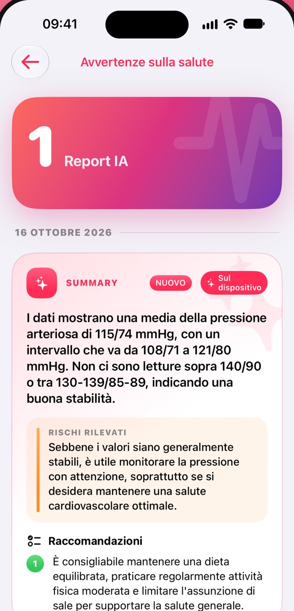 Schermata di Pressure Control: Report IA privati