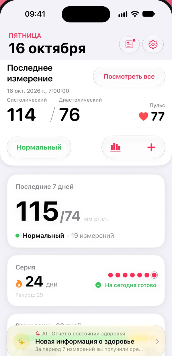 Экран Pressure Control: Весь день на одном экране