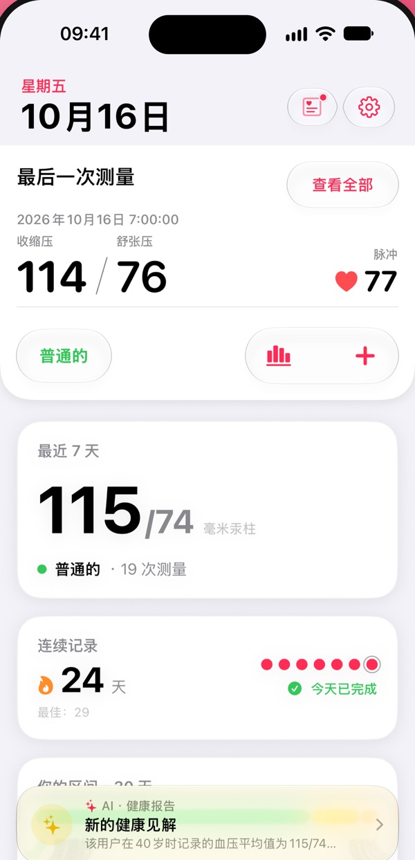 Pressure Control 界面: 今日一览